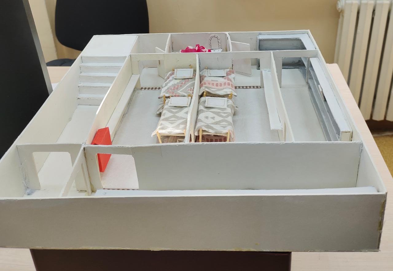 Дүниежүзілік Азаматтық қорғаныс күніне орай 10 сынып оқушысының дайындаған макеті.дня Гражданской обороны ученица 10 класса Пантюшина Диана воссоздала